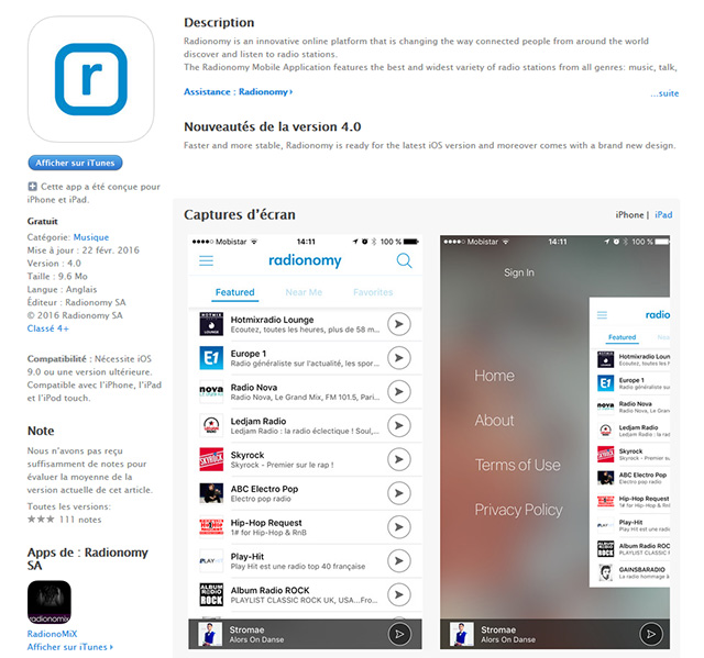 Radionomy propose une nouvelle appli pour iOS et Androïd
